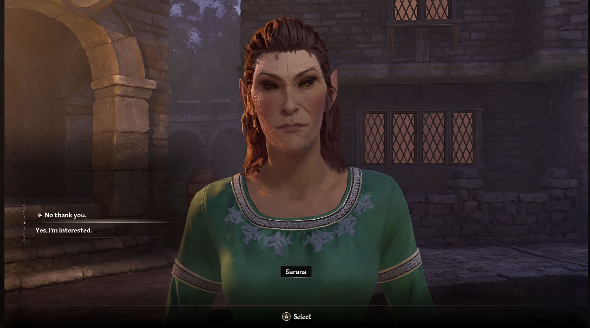 You can find Earana walking in the courtyard infront of the Mages Guild building (Image via Bethesda Game Studio, Virtuos || YouTube/@Sigark)